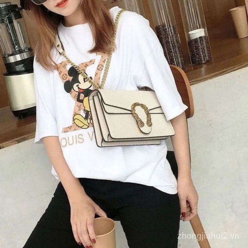 Túi Đeo Vai Da Thật Cao Cấp Phối Dây Xích Thời Trang 2023 Cho Nữ