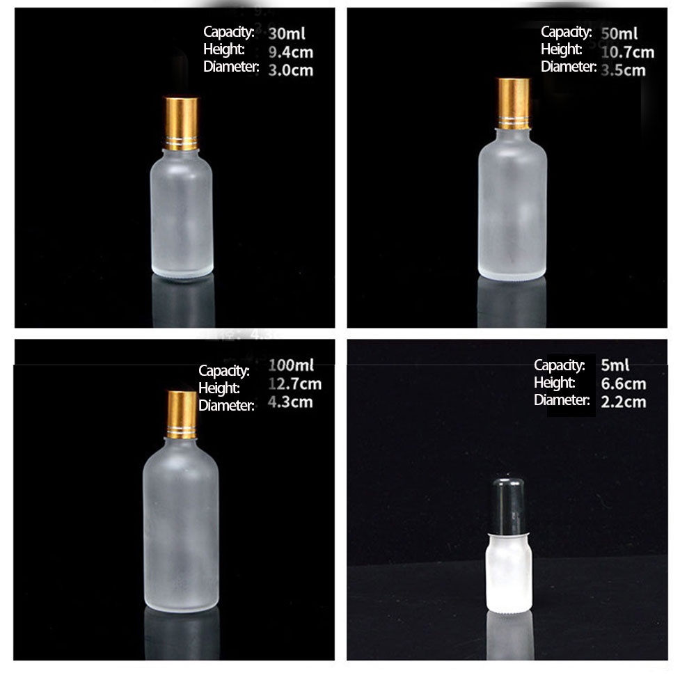 Chai Thủy Tinh Trong Suốt 5-100ml Đựng Tinh Dầu Thơm Có Đầu Lăn Bằng Thép Tiện Dụng
