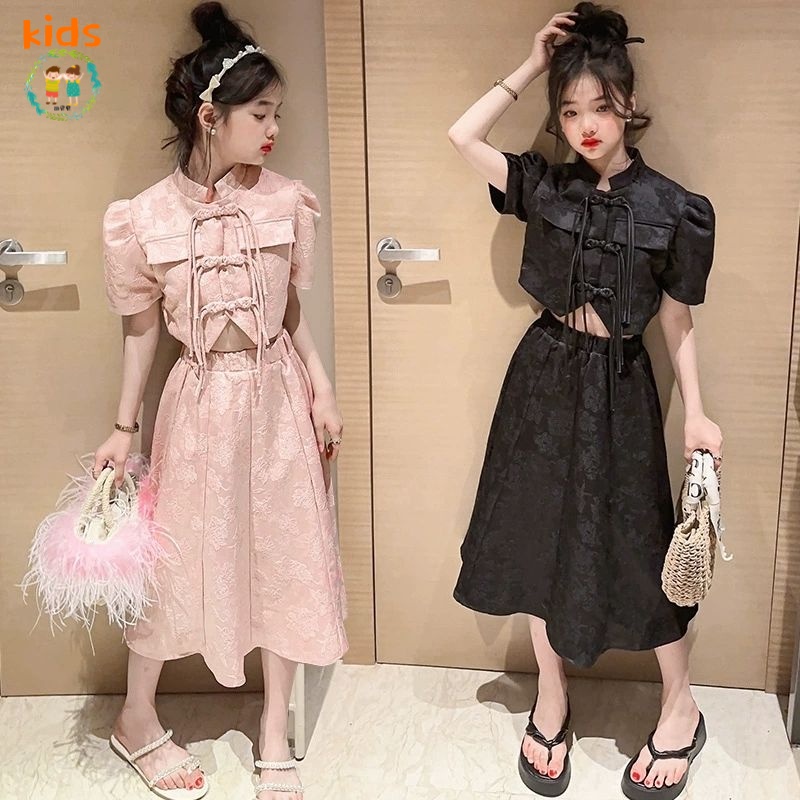 Set Áo Thun Tay Ngắn + Chân Váy Thời Trang Mùa Hè Mới Cho Bé Gái 3-5 - 8-10 - 12-13 Tuổi