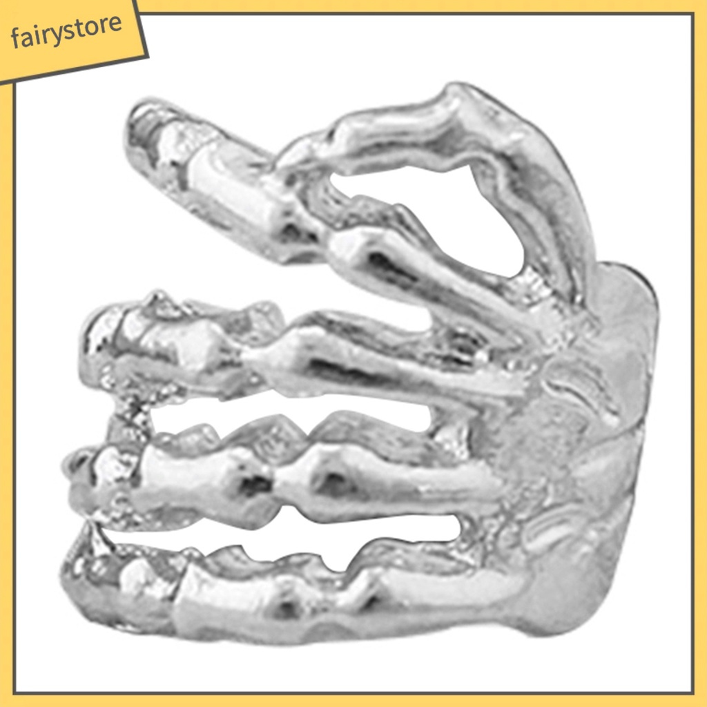 1 Khuyên Kẹp Vành Tai Hình Bộ Xương Bàn Tay Phong Cách Punk Unisex