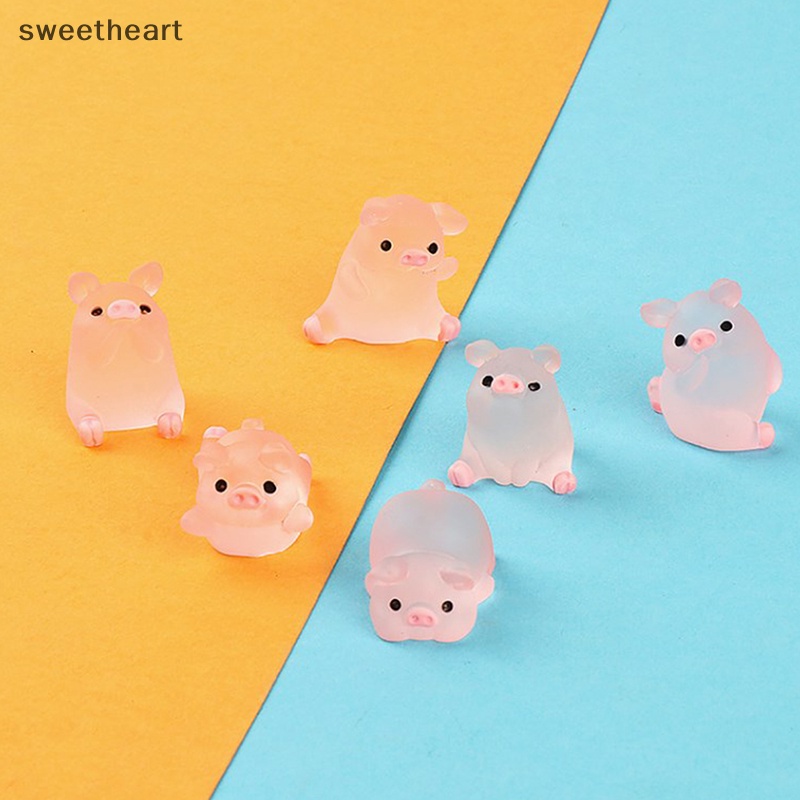 6 cái/bộ dạ quang mini nhựa lợn xe bảng điều khiển đồ chơi búp bê hình nhà vườn trang trí phim hoạt hình đầy màu sắc dễ thương Đồ trang trí xe Quà Tặng Mới