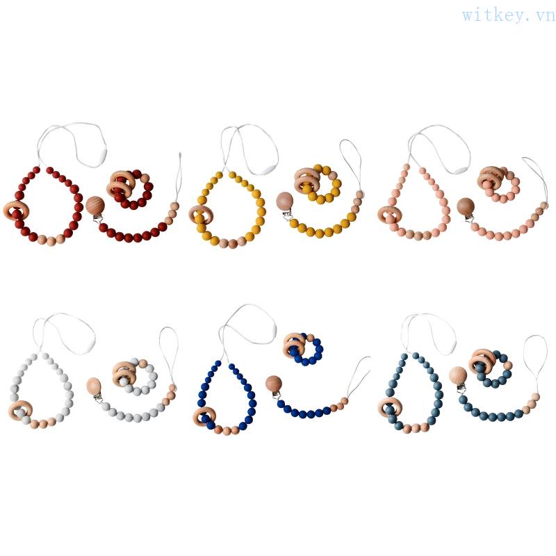 Set 3 Dây Đeo Cổ / Vòng Đeo Tay / Núm Vú Giả Bằng Silicon Không BPA DIY Giá Đỡ