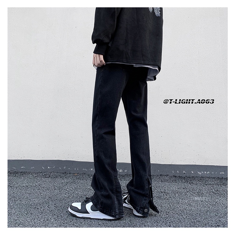 Quần Jean Ống Đứng Phối Khóa Kéo Phong Cách Đường Phố Mỹ Cá Tính Cho Nam