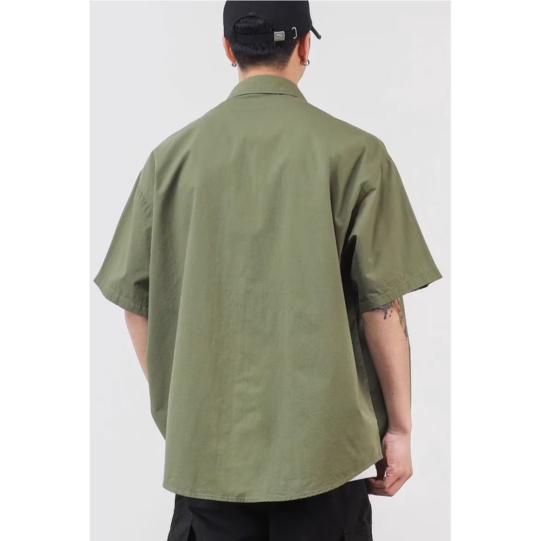 Áo Sơ Mi Cotton Tay Lửng Dáng Rộng Thời Trang Mùa Hè Nhật Bản Dành Cho Nam