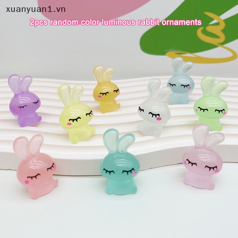 Set 2 Tượng Thỏ Con Dạ Quang Dùng Để Trang Trí