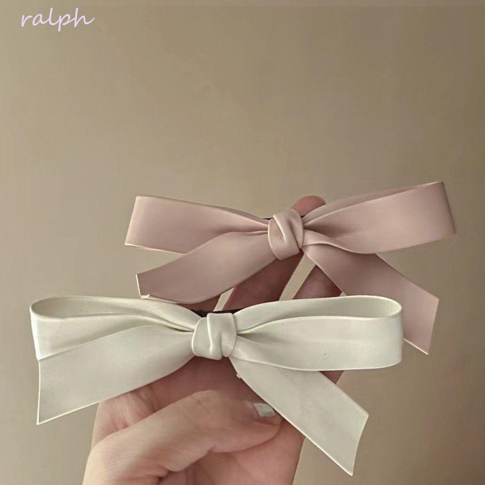 Kẹp Tóc Nơ Nhỏ Bằng Da PU Phong Cách Retro Cho Nữ