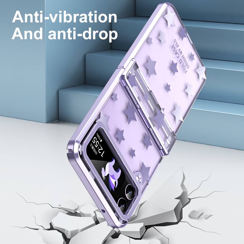 Ốp Điện Thoại Nắp Gập Trong Suốt Chống Rơi Hình Ngôi Sao Cho Samsung flip 3 / 4
