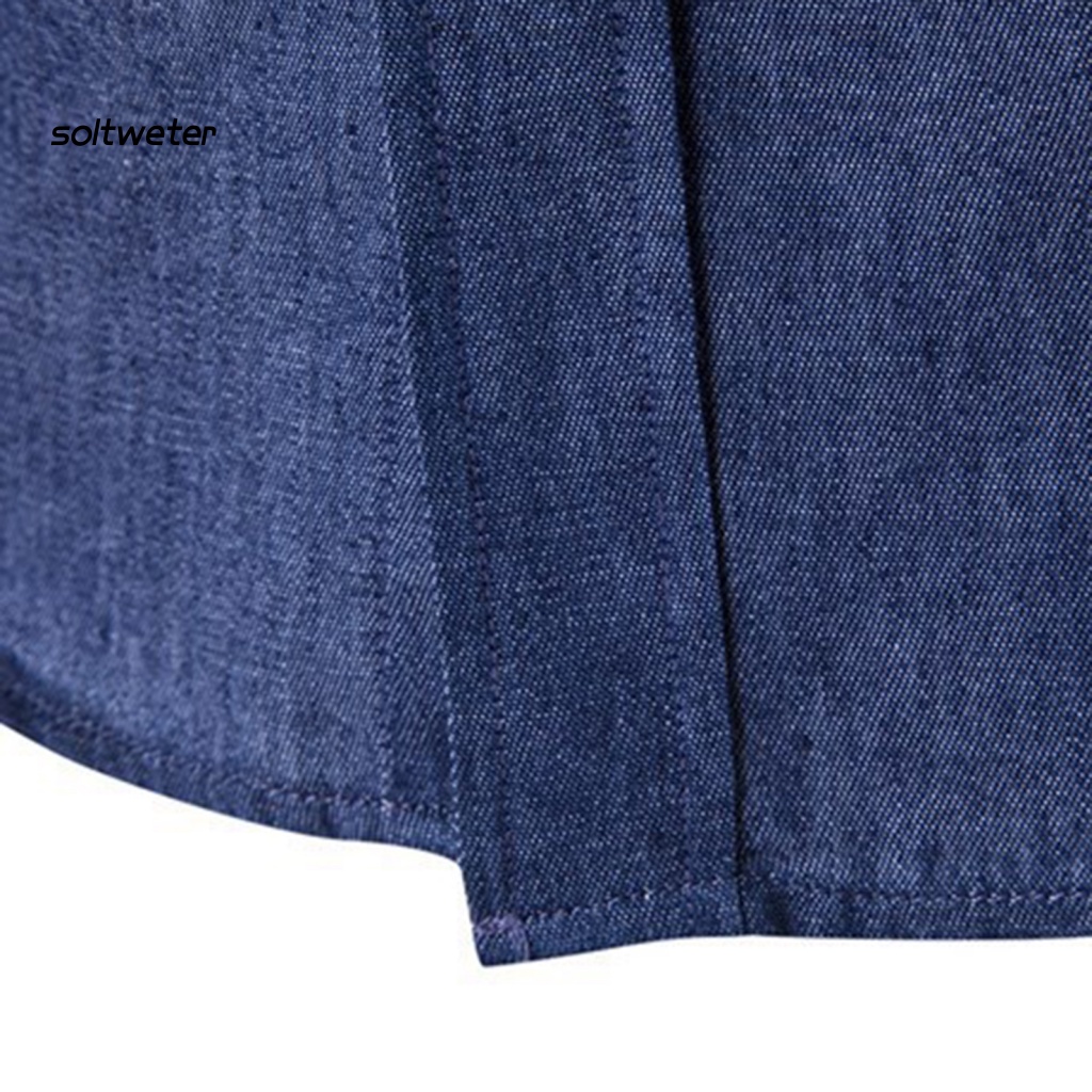 Áo Sơ Mi Denim Tay Dài Màu Sắc Đơn Giản Thoáng Khí Thời Trang Công Sở Cho Nam