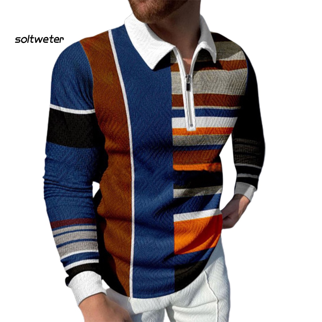 Áo Sweatshirt Chui Đầu Cổ Bẻ Tay Dài Có Khóa Kéo Cho Nam