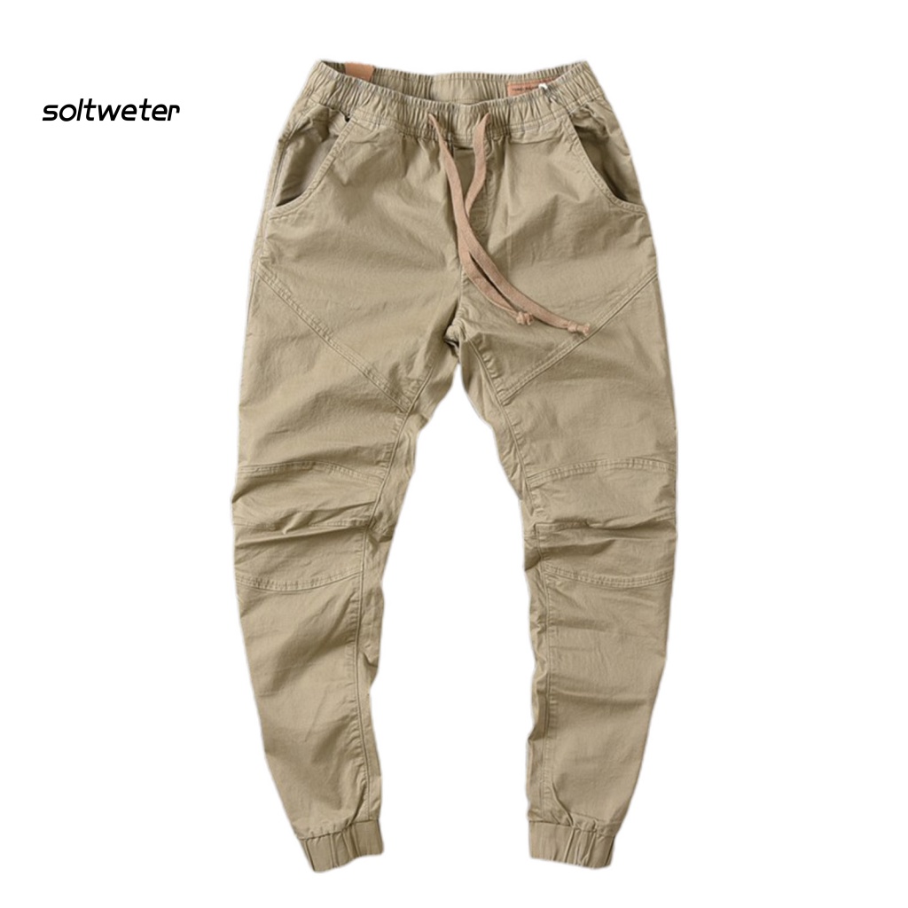 Quần Lửng Màu Trơn Có Dây Rút Phong Cách Vintage Màu Sắc Đơn Giản Cho Nam