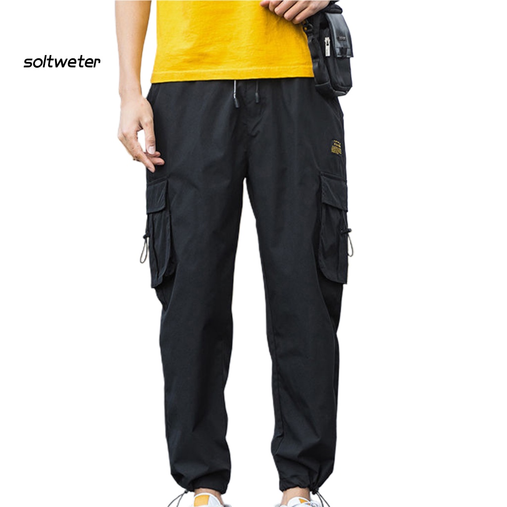 Quần Jogger Lưng Thun Ống Rộng Phối Dây Rút Phong Cách Hiphop Cho Nam