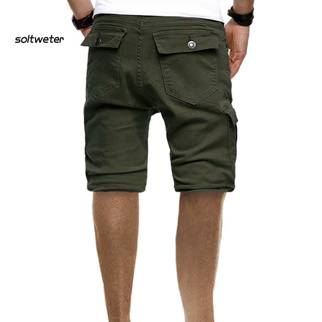 Quần Short Lưng Thun Rút Dây Màu Trơn Màu Sắc Thời Trang Cho Nam