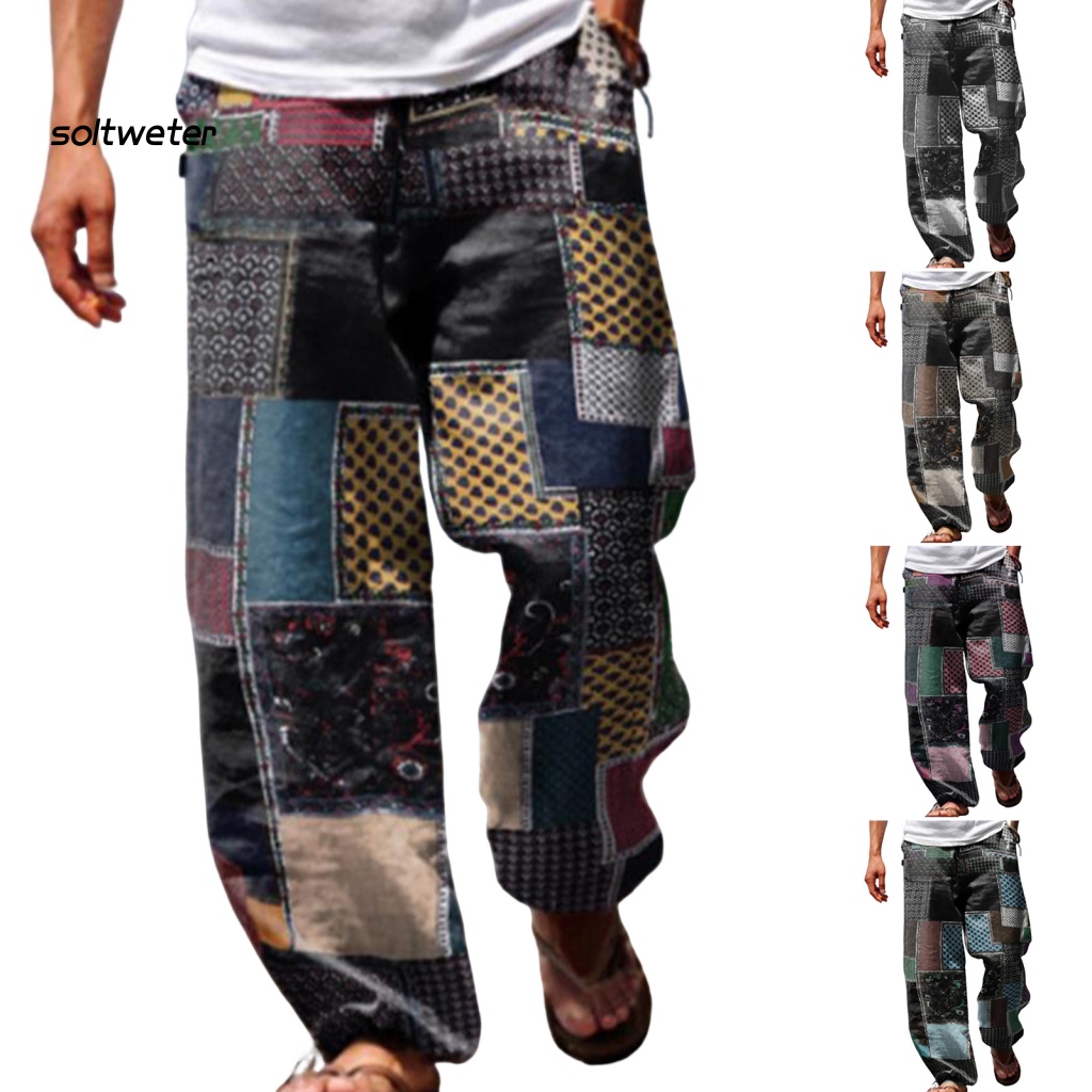 Quần Dài Eo Cao Dáng Rộng In Họa Tiết Phong Cách Bohemian Thời Trang Xuân Thu Đi Biển Cho Nữ