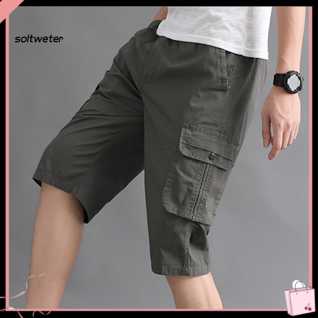 Quần Short Lưng Thun Ống Suông Mềm Mại Thoáng Khí Phối Dây Rút Thời Trang Mùa Hè Cho Nam