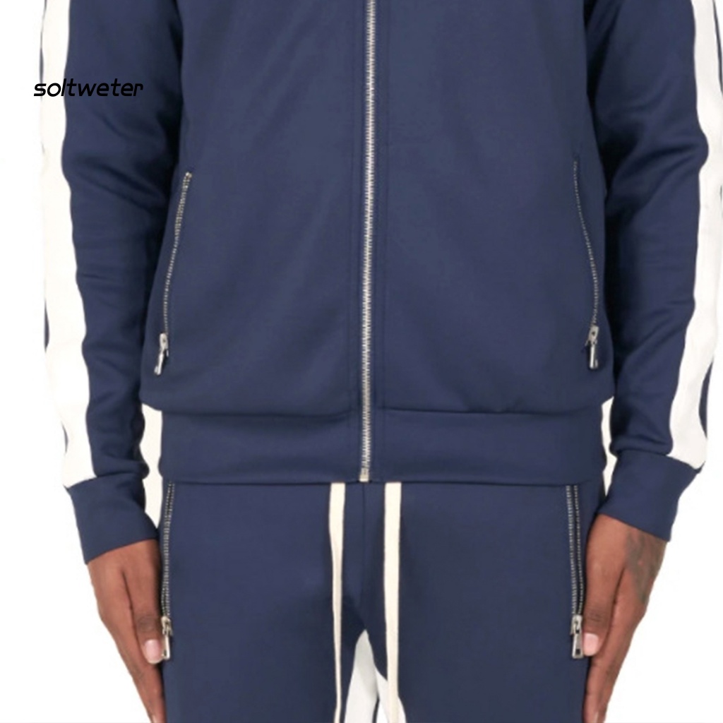 Bộ Đồ Thể Thao Áo Khoác Tay Dài Có Khóa Kéo Thoáng Khí Phối Quần Dài Thời Trang Cho Nam