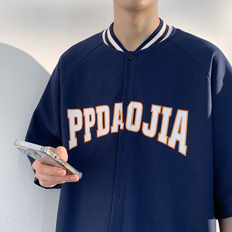 Áo Thun Bóng Chày Mùa Hè Tay Lửng Dáng Rộng Phong Cách Thời Trang Đường Phố Mỹ Có Size Lớn 150kg Hàng Mới Dành Cho Nam Và