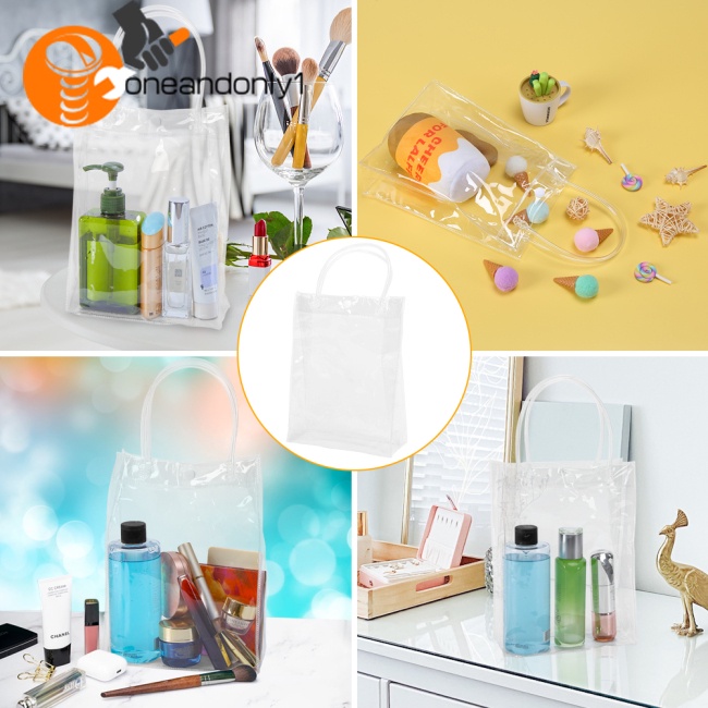 Set 10 Túi Tote Trong Suốt Có Tay Cầm Có Thể Tái Sử Dụng Kích Thước 23x17x7cm