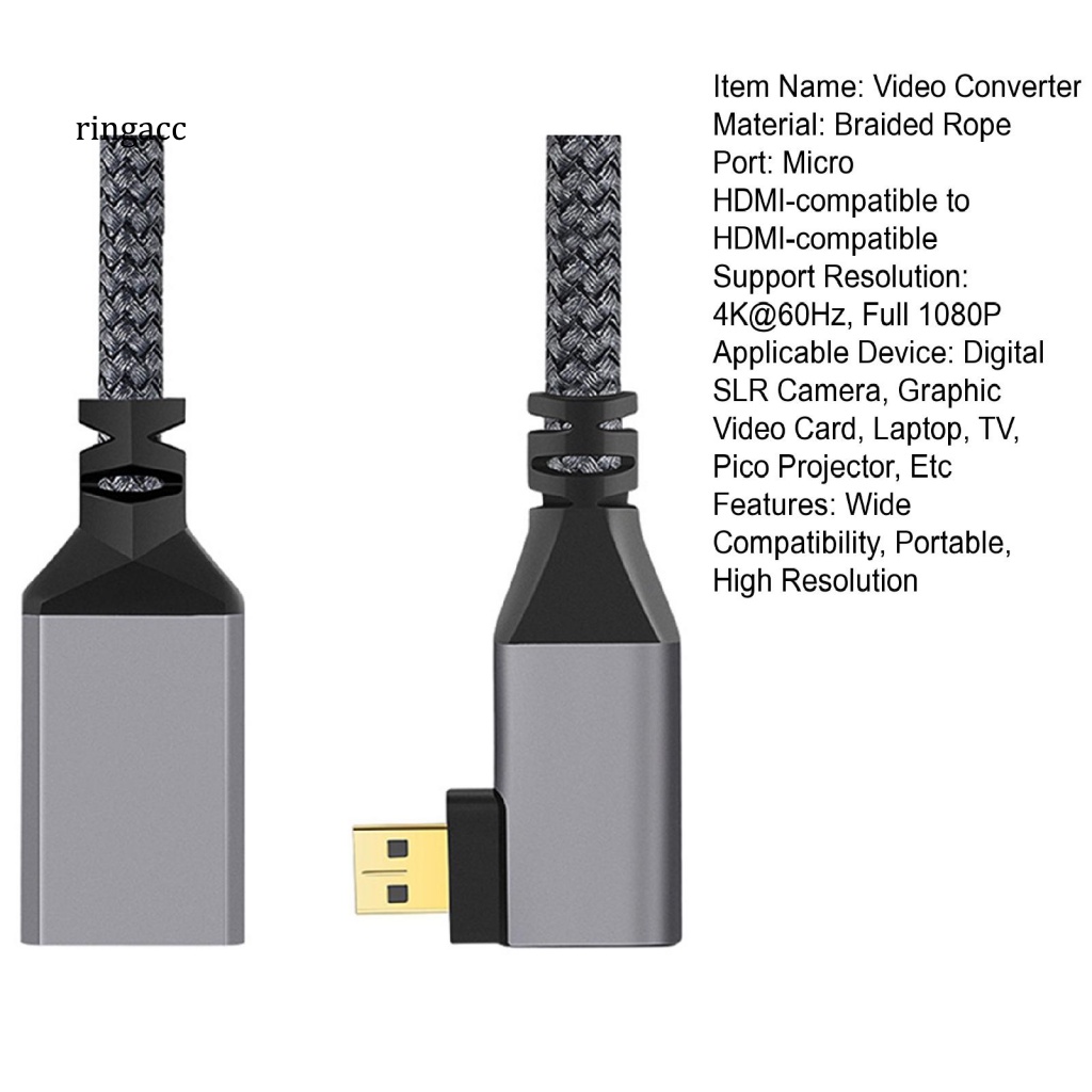 Cáp Chuyển Đổi HDMI 4K 60Hz 1080P Micro HDMI-Compa Cho Máy Ảnh SLR