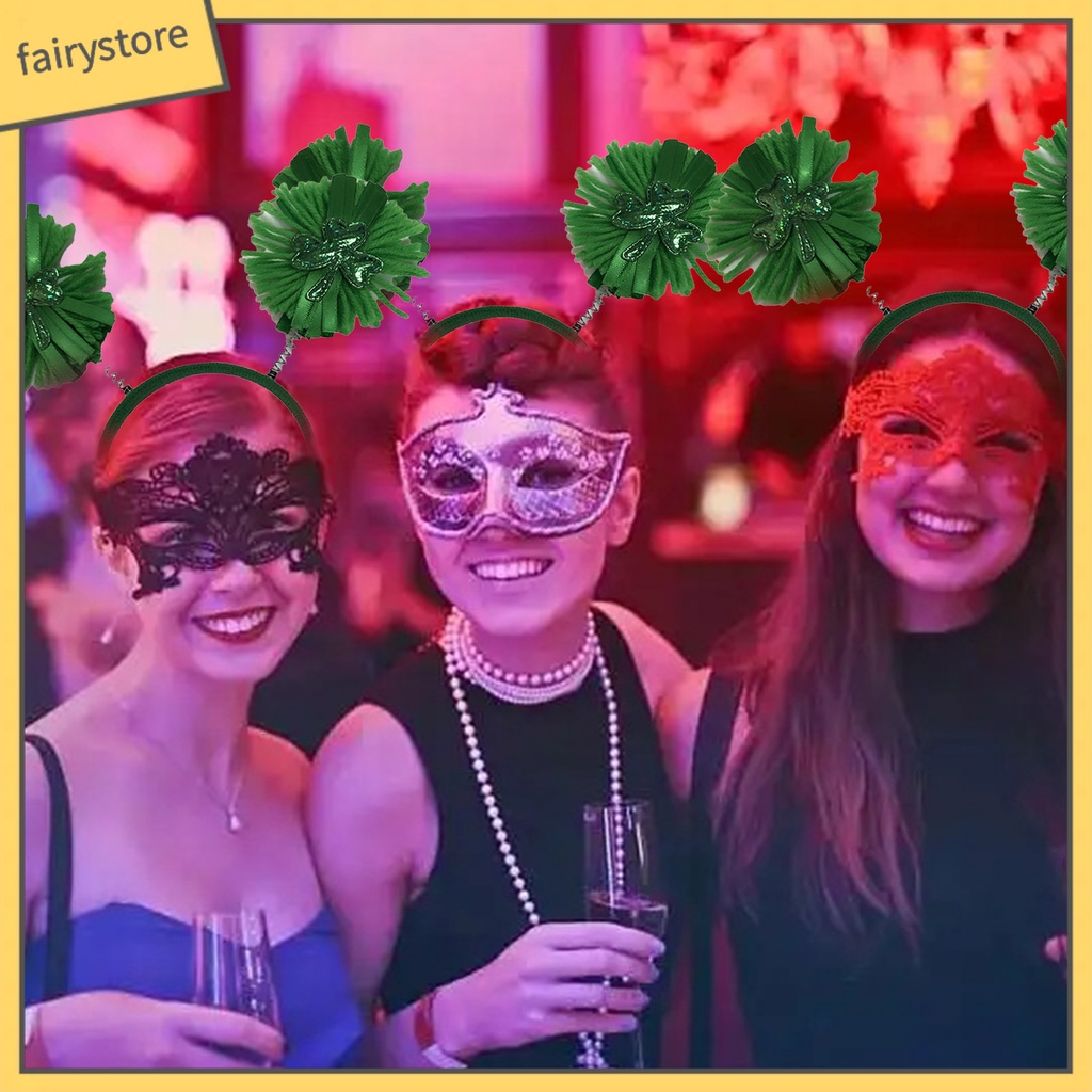 Băng Đô Cài Tóc Đính Cỏ Bốn Lá Chống Trượt Thiết Kế Vui Nhộn