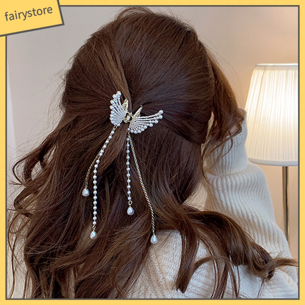 Kẹp Tóc Hình Bướm Đính Ngọc Trai Giả Thanh Lịch