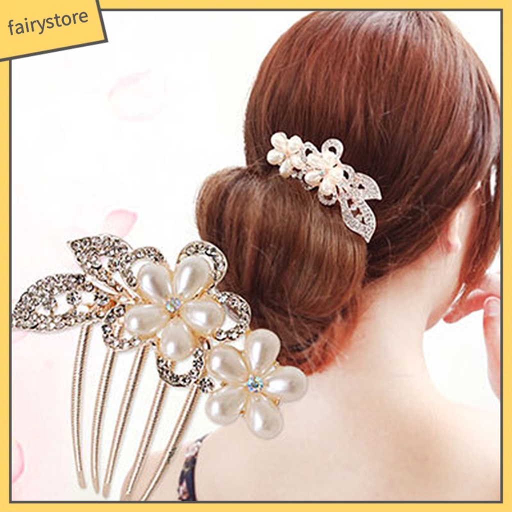 Lược Cài Tóc Năm Răng Đính Đá Lấp Lánh Dễ Sử Dụng