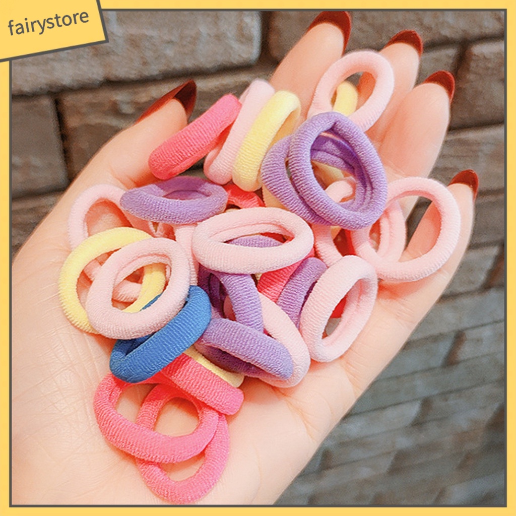 1 Hộp 80 Dây Cột Tóc Màu Trơn Độ Co Giãn Cao Chống Rơi Lâu Trôi