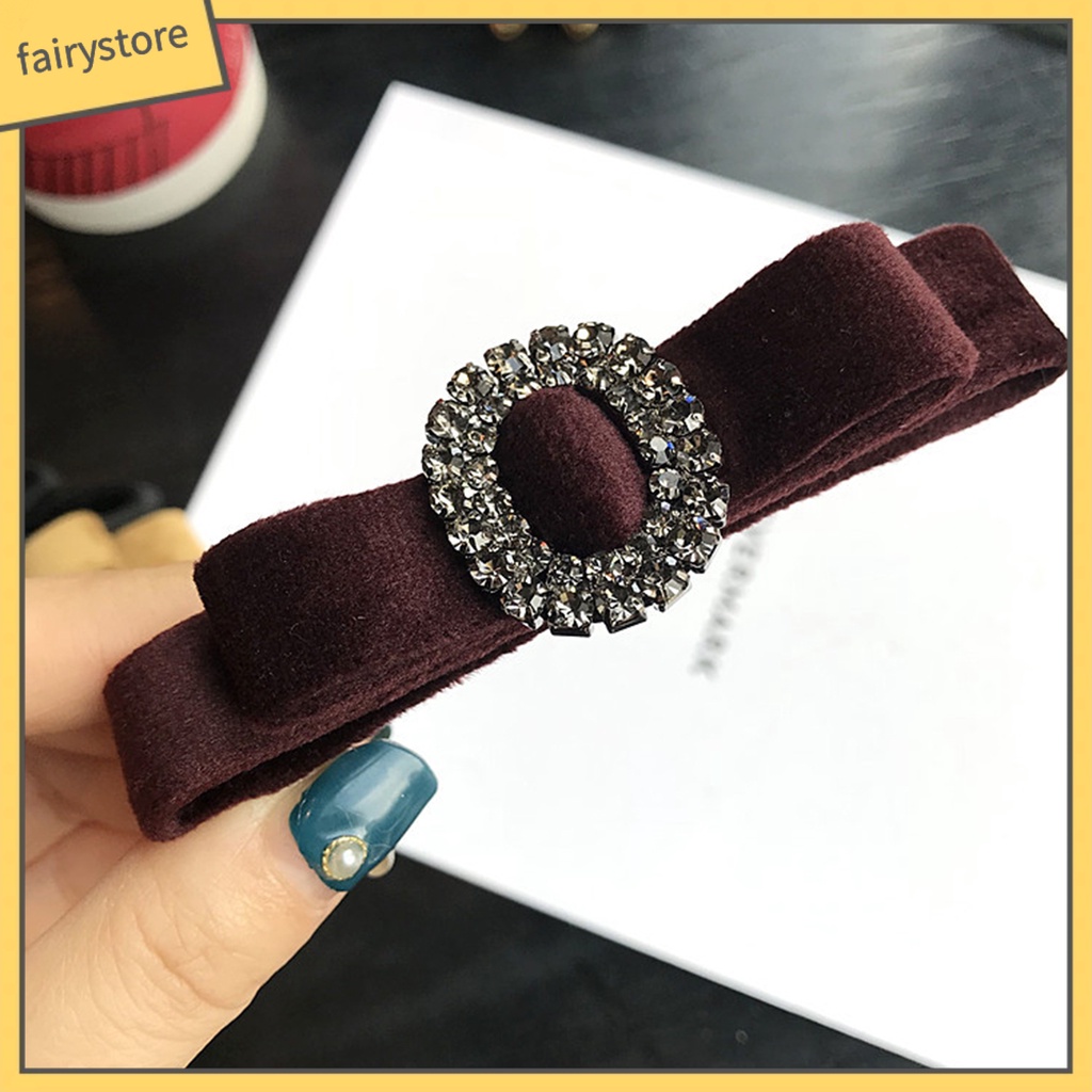 Kẹp Tóc Hình Nơ Đính Đá Hai Lớp Chống Trượt Phong Cách Hàn Quốc