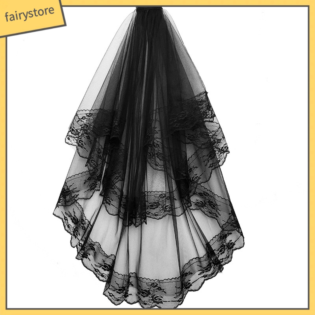 Mạng Che Mặt Hai Lớp Phối Ren Gọn Nhẹ Dễ Phối Đồ Kèm Lược Cài Tóc Cho Cô Dâu