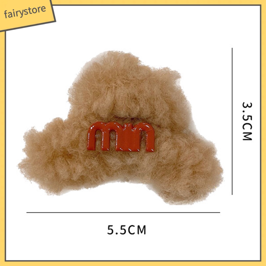 Kẹp Tóc Lông Nhung Mềm Màu Trơn In Chữ Phong Cách Hàn Quốc