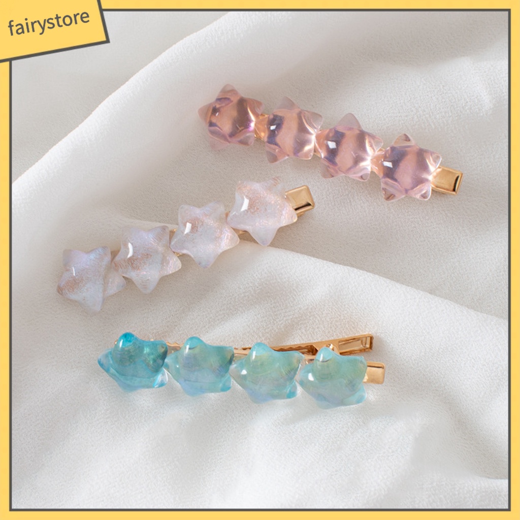 Kẹp Tóc Trang Trí Ngôi Sao Trong Suốt Bằng Nhựa Resin Chống Trượt Phong Cách Hàn Quốc Cho Nữ