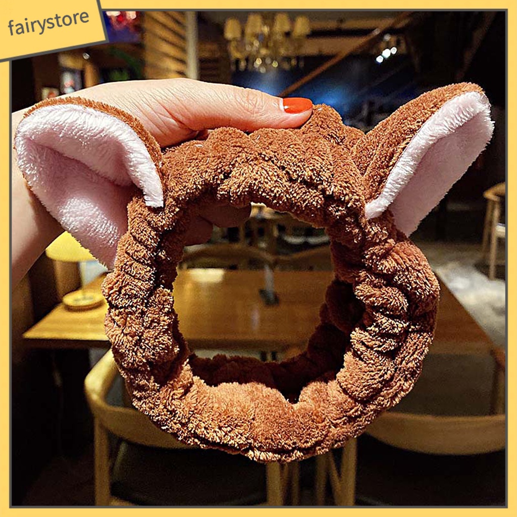 Băng Đô Nhung Mềm Co Giãn Cao Hình Tai Thỏ Dễ Thương Cho Nữ