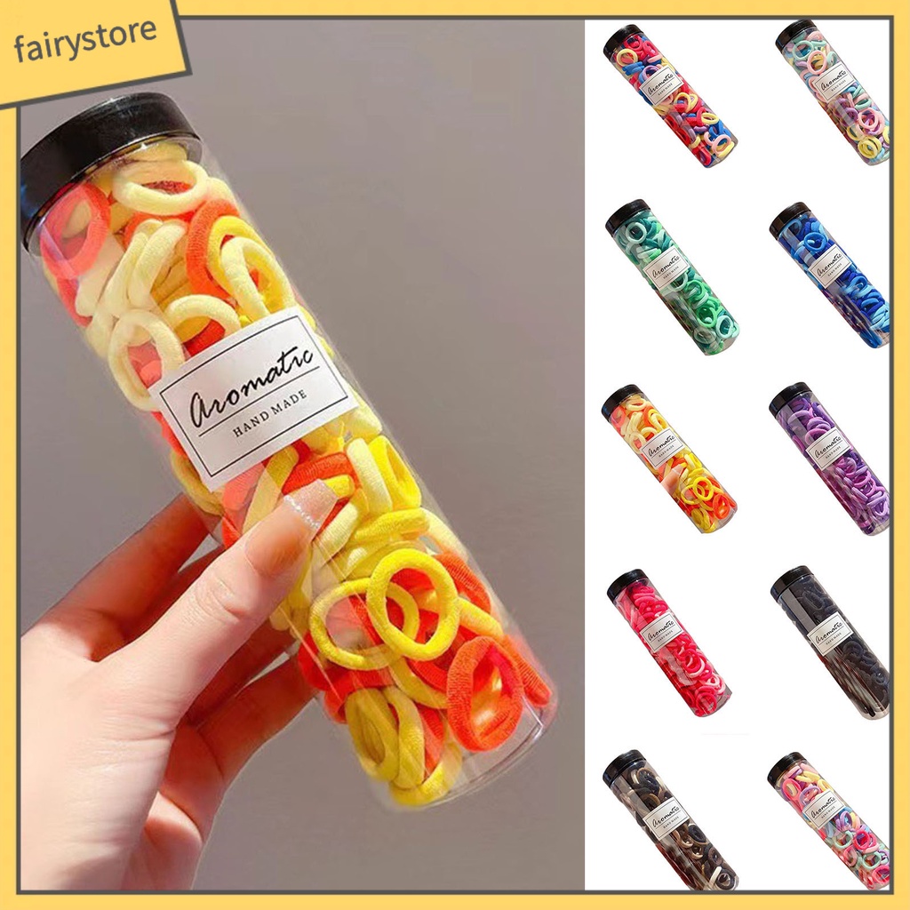 Set 100 Dây Cột Tóc Co Giãn Chống Rơi Màu Kẹo Cho Nữ