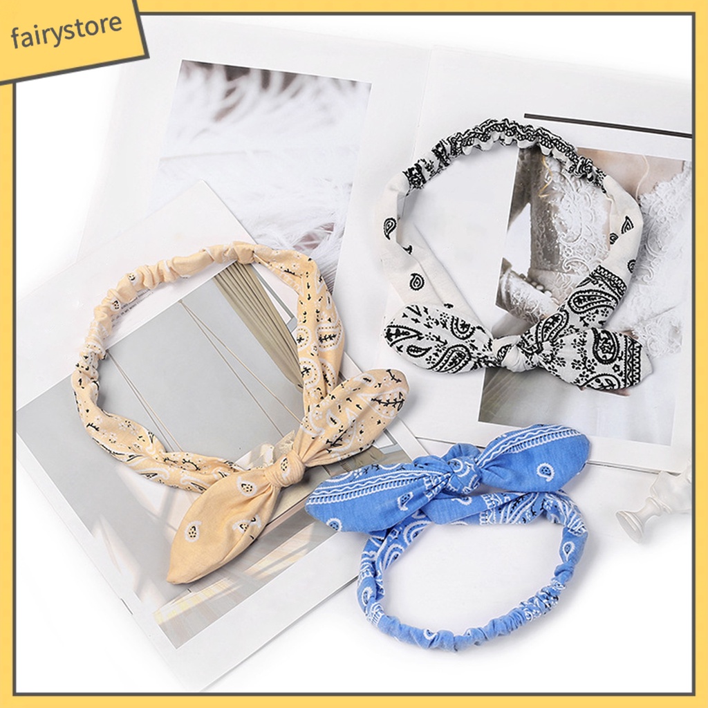 Băng Đô Cài Tóc Rửa Mặt Co Giãn Tốt Thắt Nơ In Họa Tiết Phong Cách Hàn Quốc Cho Nữ