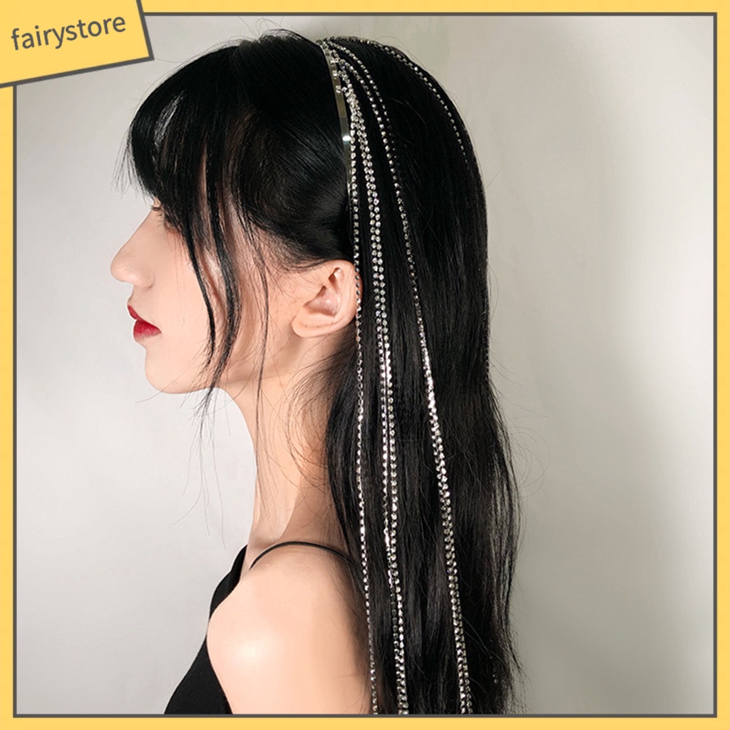 Băng Đô Cài Tóc Đính Đá Phối Tua Rua Bắt Mắt Tinh Tế Cho Nữ