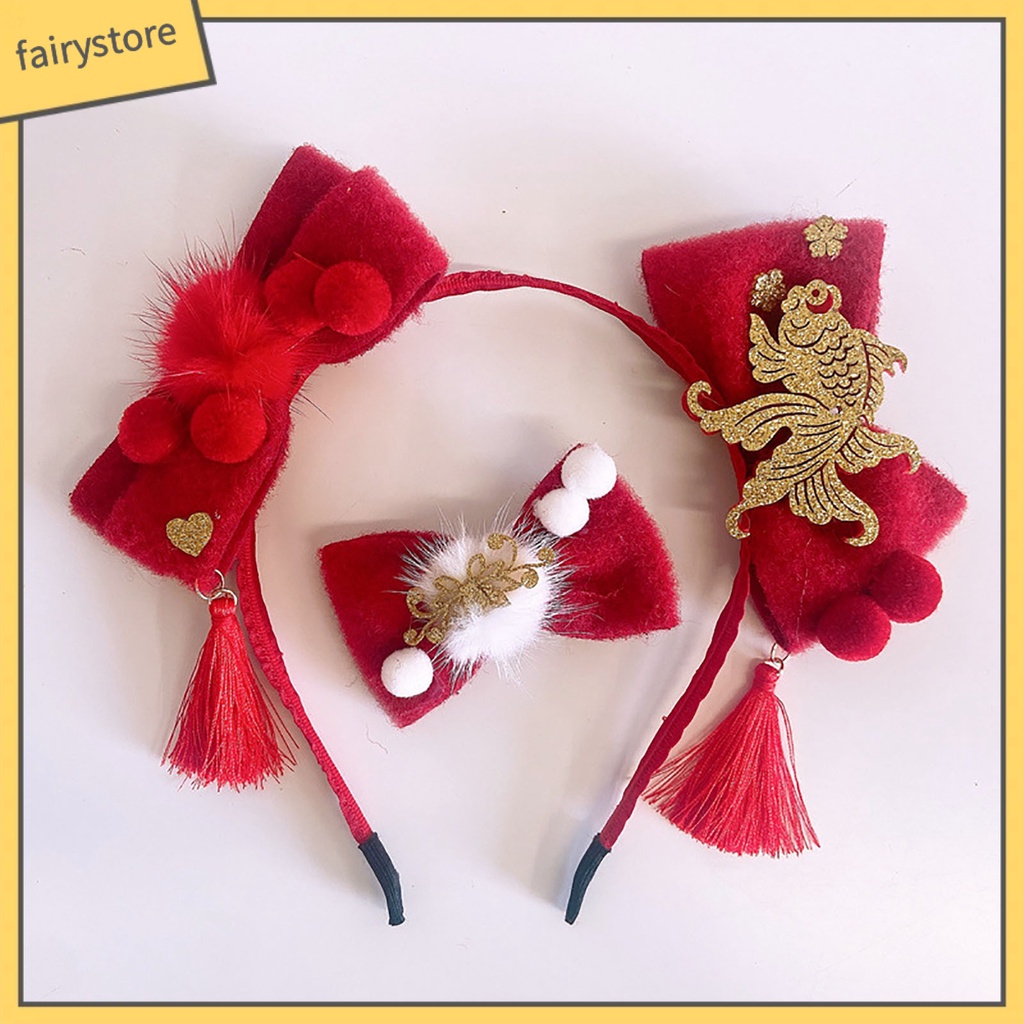 Băng Đô Cài Tóc Hình Cá Đỏ Chống Vỡ Phong Cách Trung Hoa Mừng Năm Mới Cho Bé Gái