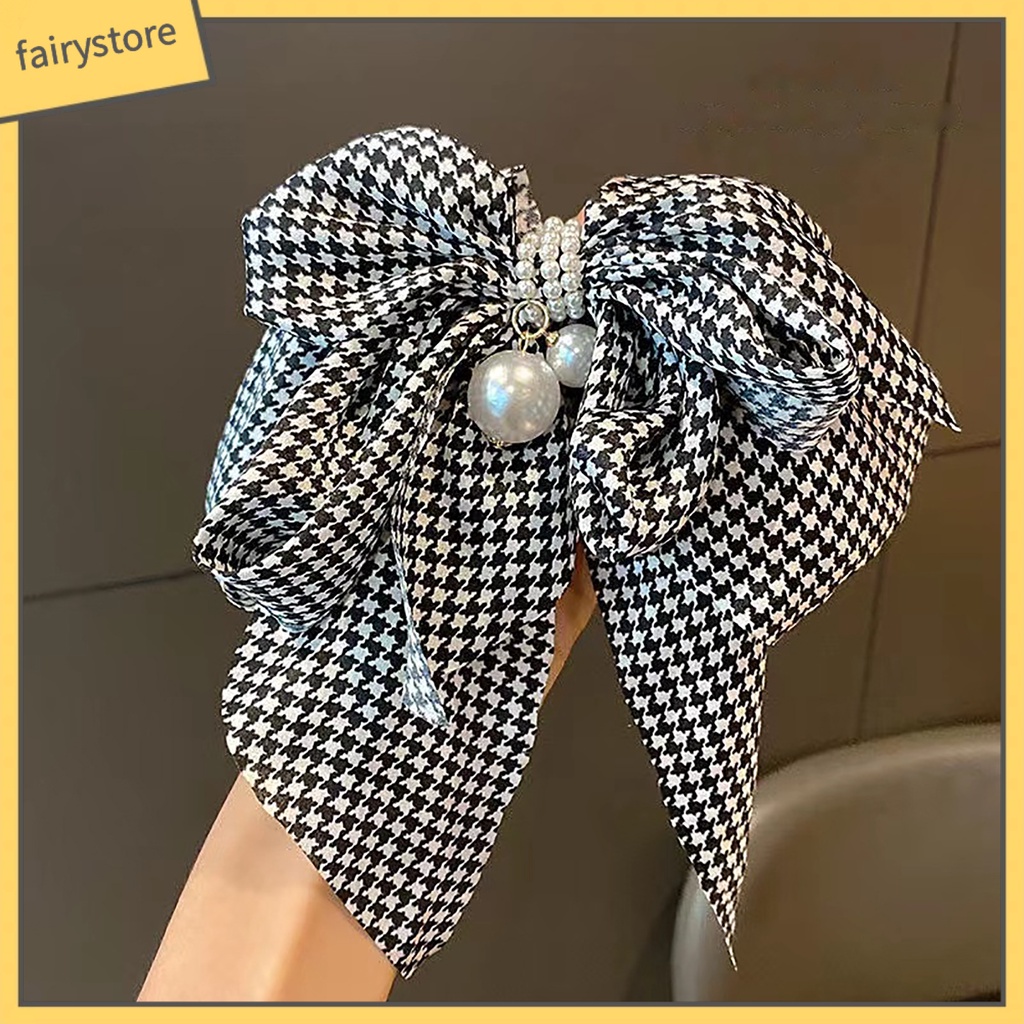 Kẹp Tóc Nơ Nhiều Lớp Đính Ngọc Trai Giả Thanh Lịch Cho Nữ