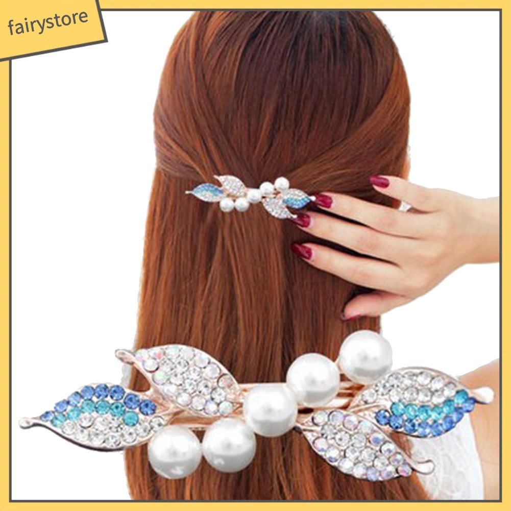 Kẹp Tóc Hình Nơ Đính Ngọc Trai Giả Thanh Lịch Cho Nữ