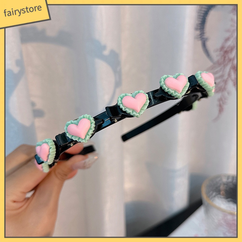 Băng đô cài tóc rửa mặt Co Giãn Chống Trượt Màu Sắc Tương Phản Trang Trí Trái Tim Cho Nữ