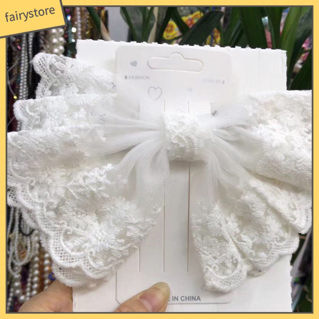 Kẹp Tóc Hình Nơ Phối Ren Chống Trượt Thiết Kế Tinh Tế Thời Trang