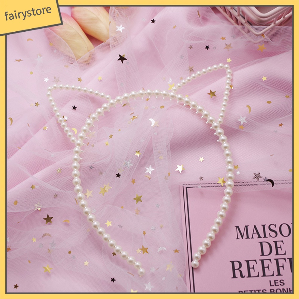 Băng Đô Tai Thỏ Đính Ngọc Trai Giả Thời Trang