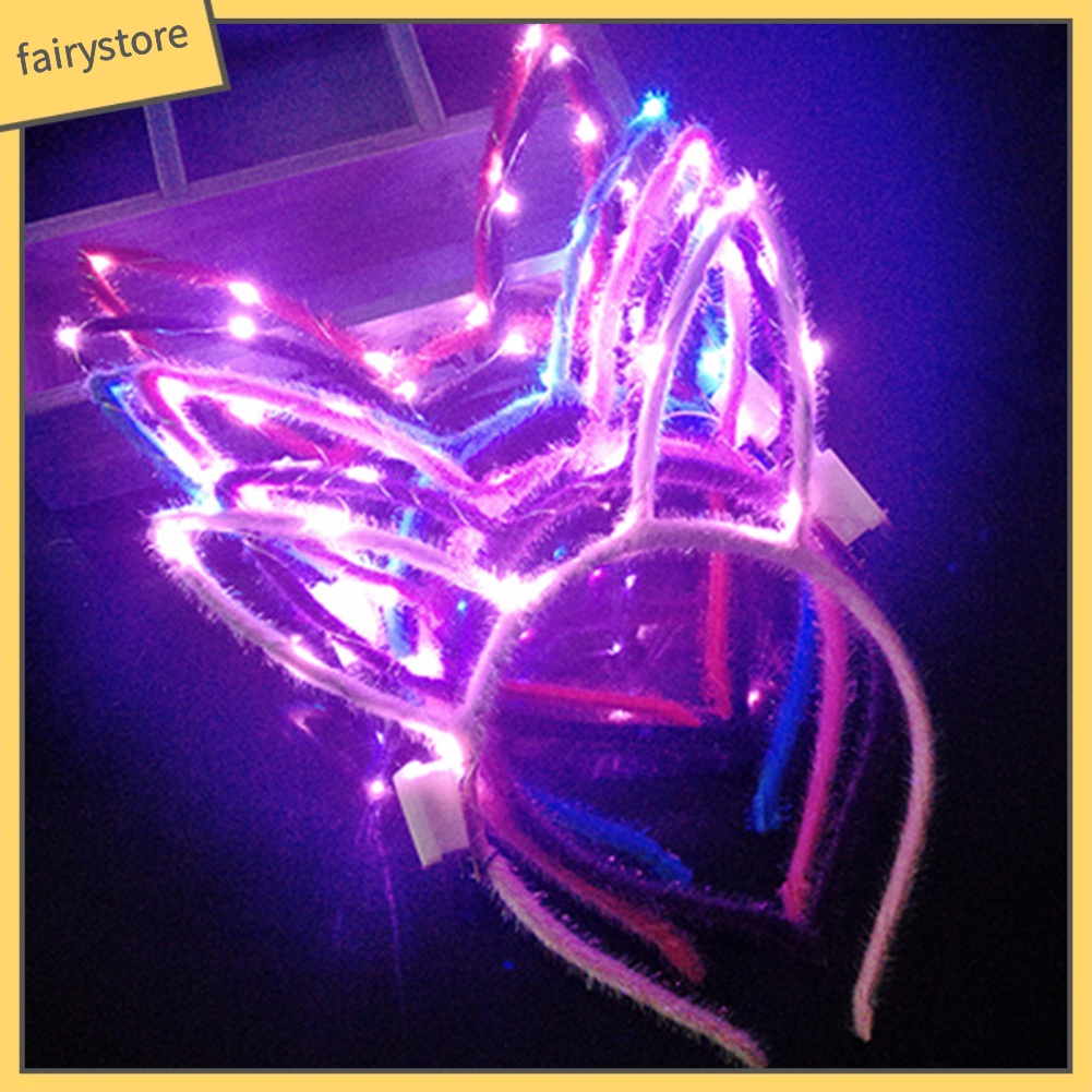 Băng Đô Tai Thỏ Hoạt Hình Có Đèn Led Cho Bé