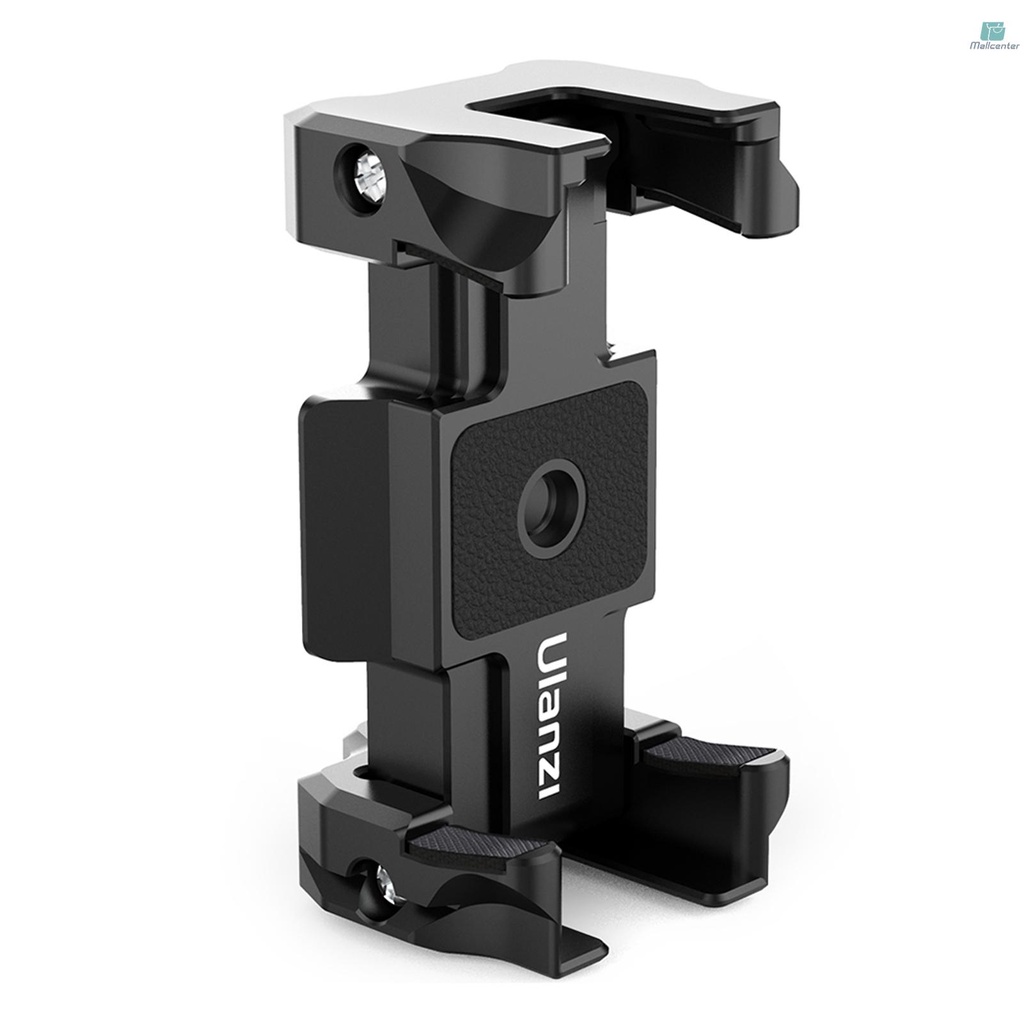 Ulanzi ST-15 2-in-1 Arca-Swiss Quick Release Plate Foldable Phone Holder Clamp Aluminum Alloy with Cold Shoe Mount 1/4 Inch Screw for DSLR ILDC Camera Smartphone