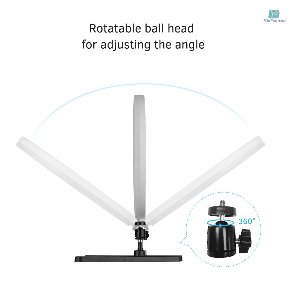 13 Inch Selfie Desktop LED Ring Light 30W Stepless Dimmable Fill Light 3200K-5600K with Mirror Table Bracket Phone Holder Lighting Kit for Vlog YouTube Photo Studio Live Streaming Video Portrait Makeu