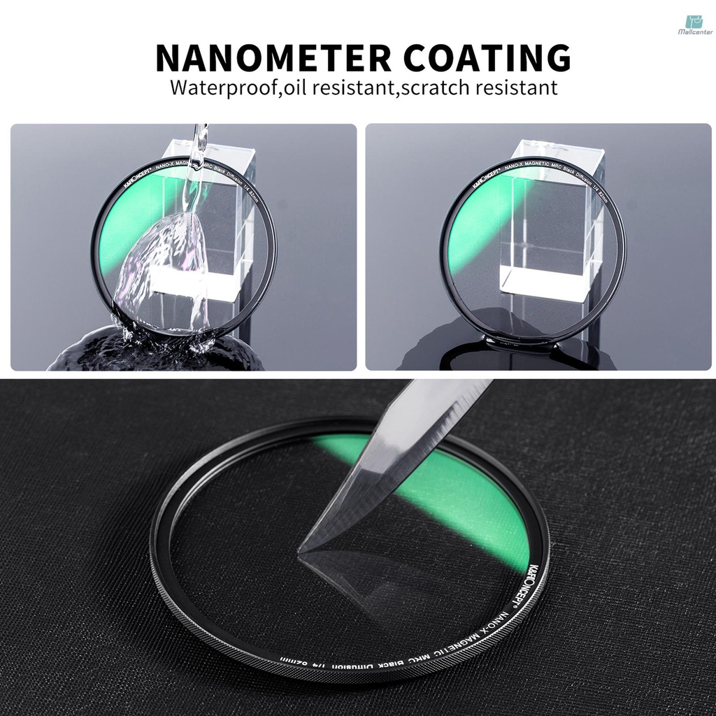 K&amp;F CONCEPT NANO-X-1/4 Soft Focus Filter Diffusion Filter with Waterproof Dust-Proof FMC Green Film for Camera Lens 62mm Diameter