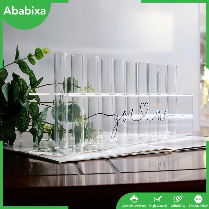 Lọ Hoa Hình Chữ Nhật Bằng Acrylic Kèm 10 Ống Nghiệm Dùng Trang Trí Tiệc Cưới