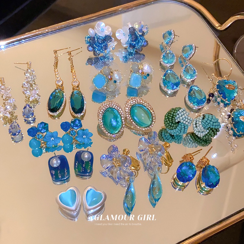1 Đôi Bông Tai Mạ Bạc Hình Hoa Đính Đá Opal Thời Trang