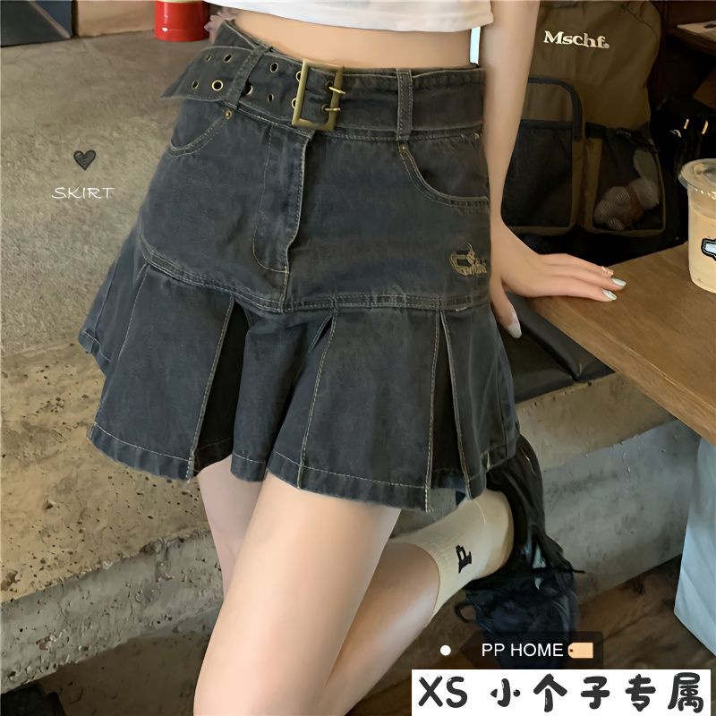 Chân Váy Denim Ngắn Xếp Ly Lưng Cao Phong Cách Nhật Bản Thời Trang Mùa Hè Mới 2023