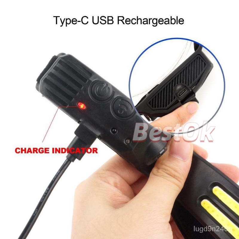 1 Đèn LED COB Cảm Biến Đeo Đầu Chống Nước Có Thể Sạc Lại Bằng Cổng USB Cho Hoạt Động Ban Đêm Ngoài Trời