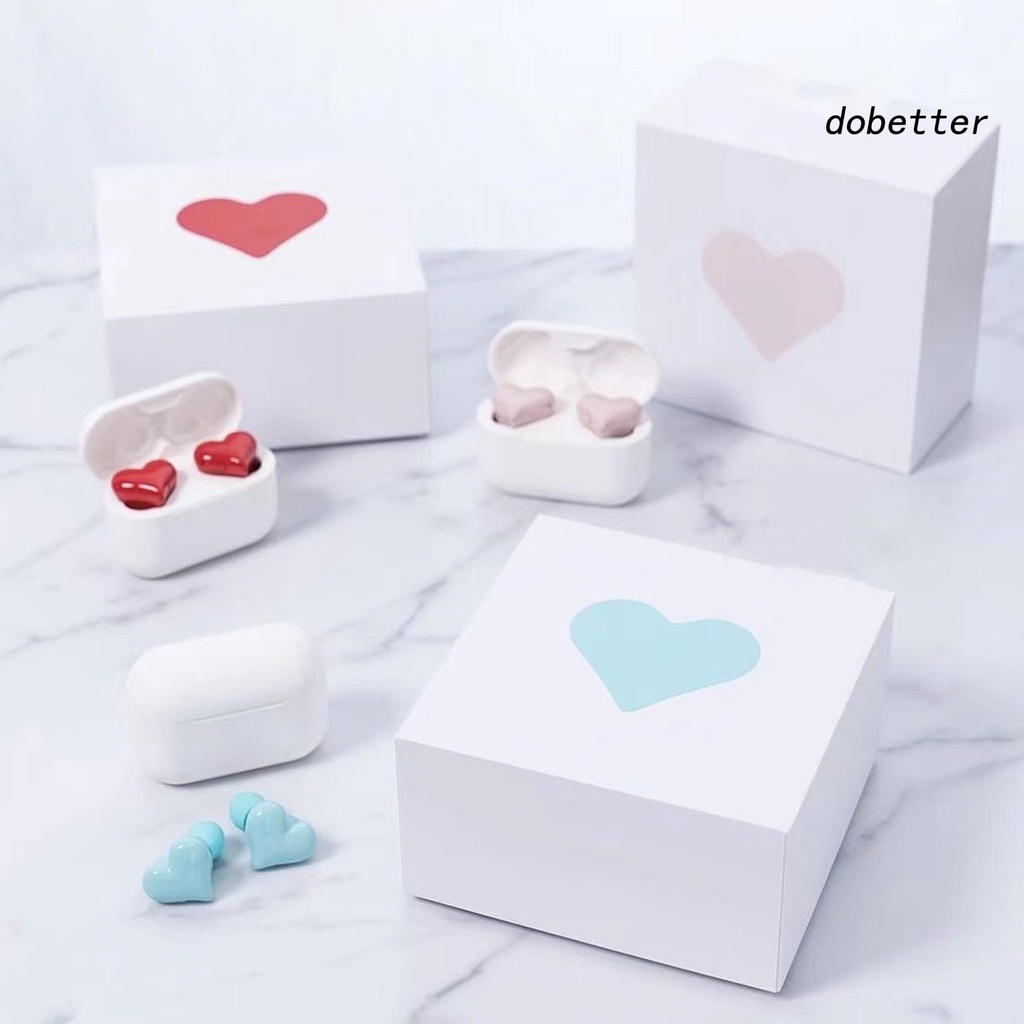 1 Cặp Tai Nghe Nhét Tai Không Dây Chống Nước IPX4 Bluetooth 5.0 Hình Trái Tim Kèm Hộp Sạc