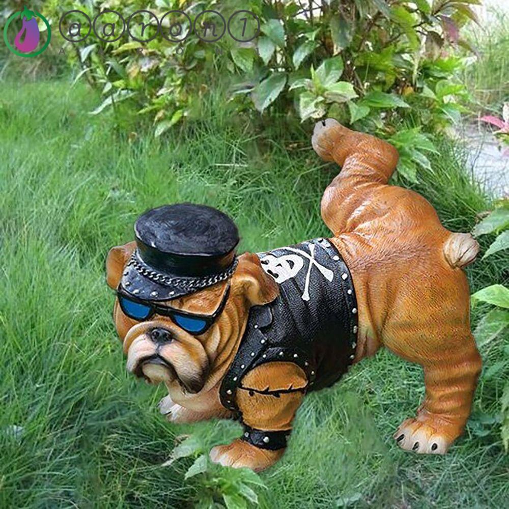 Aaron1 Mô Hình Chó Bull Điêu Khắc Sáng Tạo Kèm Kính Râm Trang Trí Sân Vườn